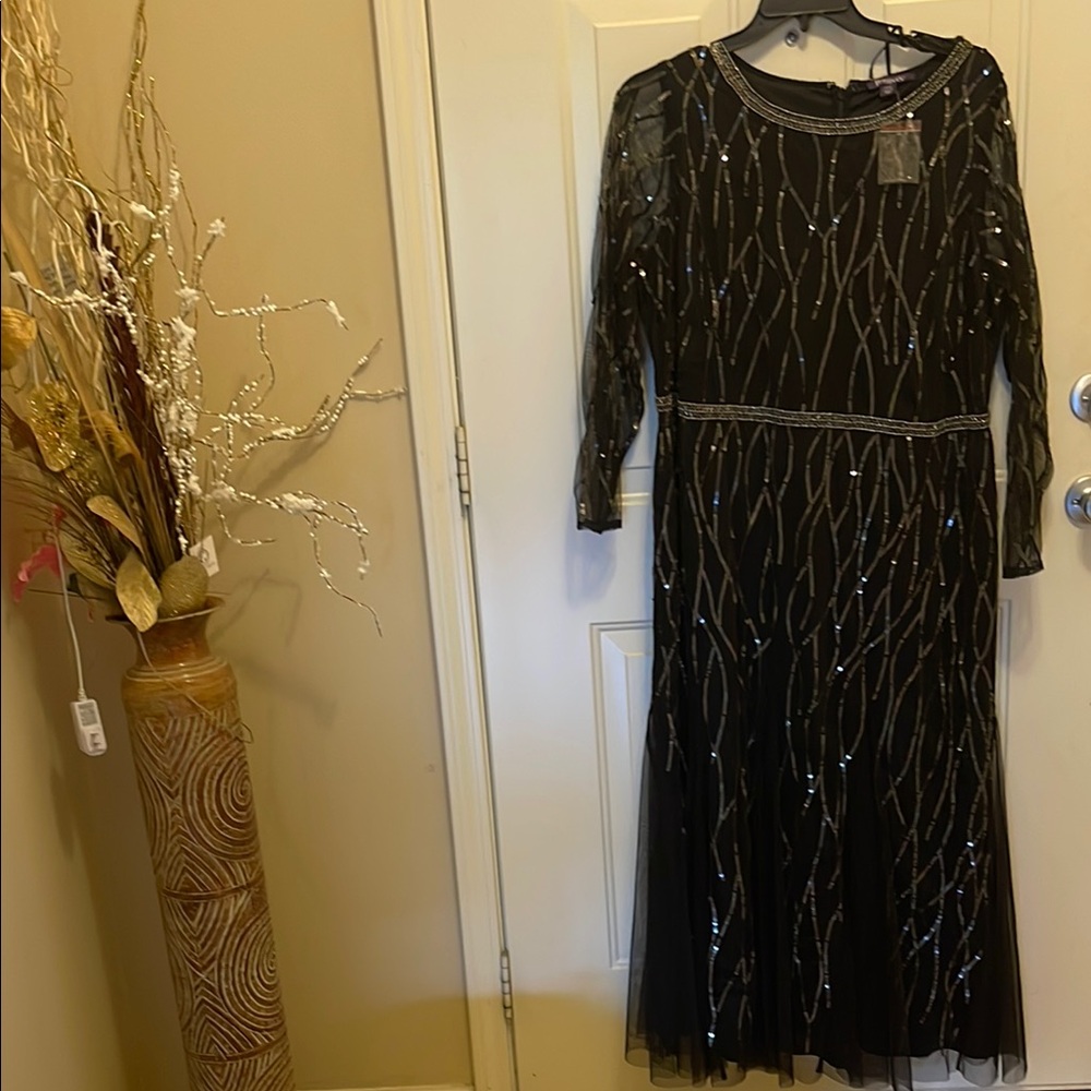 Roaman's Black Sequin Maxi Dress